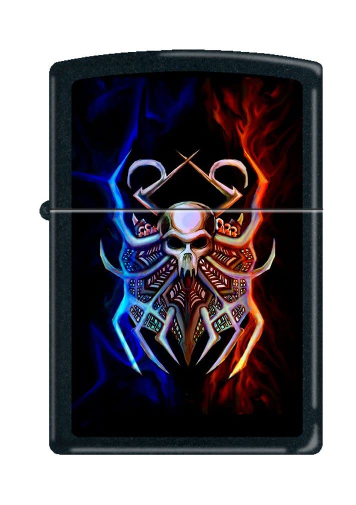 Zippo Lighter- Colored Skull Spider Flame Black Matte Windproof Lighter #Z5017