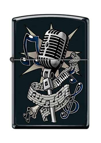 Zippo Lighter- Personalized Engrave Tattoo Microphone Music Black Matte #Z5118