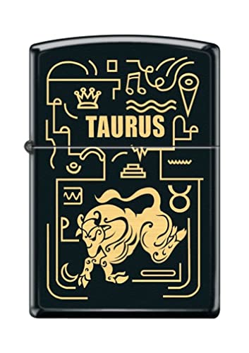 Zippo Lighter- Personalized Message Engrave for Taurus Zodiac Black Matte #Z5308