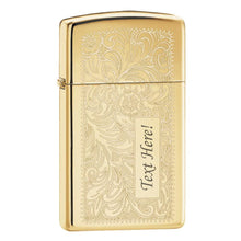 Load image into Gallery viewer, Zippo - Customize Message Engrave on Slim Size Windproof (Polish Brass #1652B)
