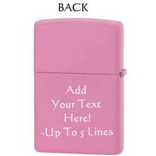 Load image into Gallery viewer, Zippo Lighter - Personalized Message Engraved Backside on Heart Design Windproof Lighter Pink Matte Z548
