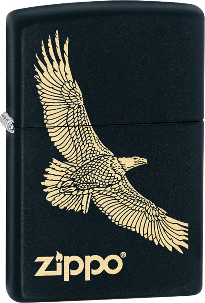 Zippo Lighter - Personalized Message Engraved on Backside Americana Eagle USA Flag Patriotic (Black Matte Z271)