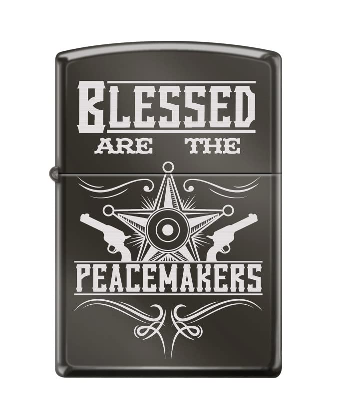 Zippo Lighter-Blessed are Peacemaker La Black Ice Windproof Lighter #Z5514