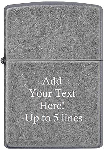 Zippo Lighter- Personalized Message Engrave Armor Antique Silver Plate #28973