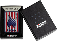 Load image into Gallery viewer, Zippo Patriotic Flame Design Navy Matte Pocket Lighter
