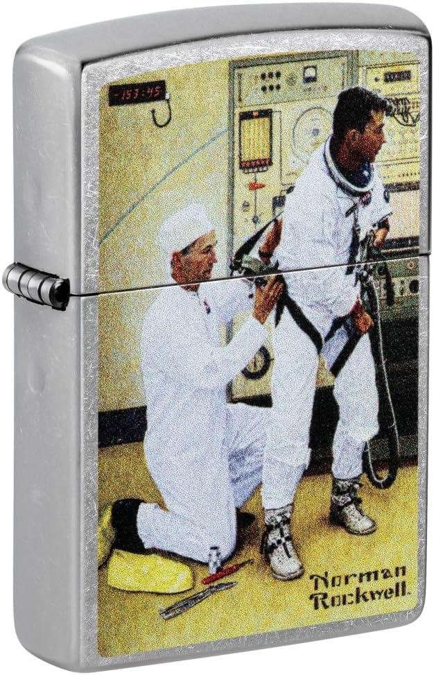 Zippo Norman Rockwell Astronaut Street Chrome Pocket Lighter