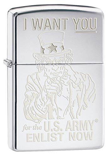 Zippo Lighter- Personalized Engrave U.S. Army High Polish Chrome
