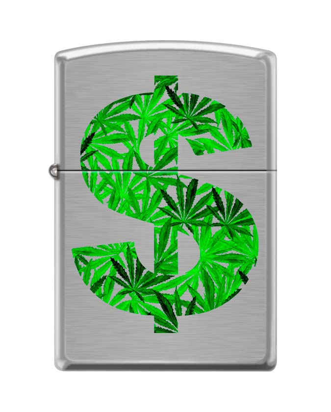Zippo Lighter- Personalized Engrave for Leaf Designs Leaf Dollar Sign #Z5429