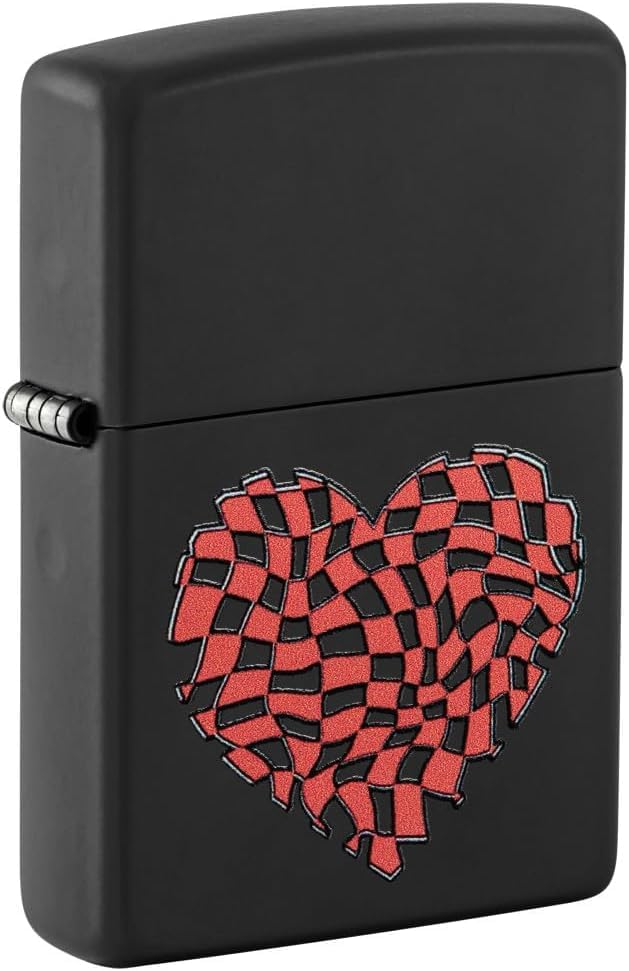 Zippo Lighter- Personalized Loving Embrace Valentine Checkered Heart 48719