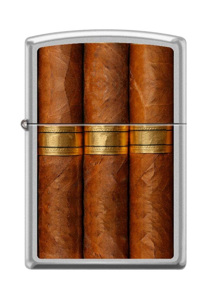 Zippo Lighter- Cigars Cuban Design Satin Chrome Windproof Lighter #Z5123