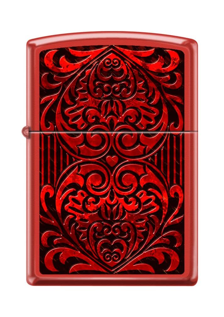 Zippo Lighter- Double Hearts Pattern Red Red Matte Windproof Lighter #Z5070