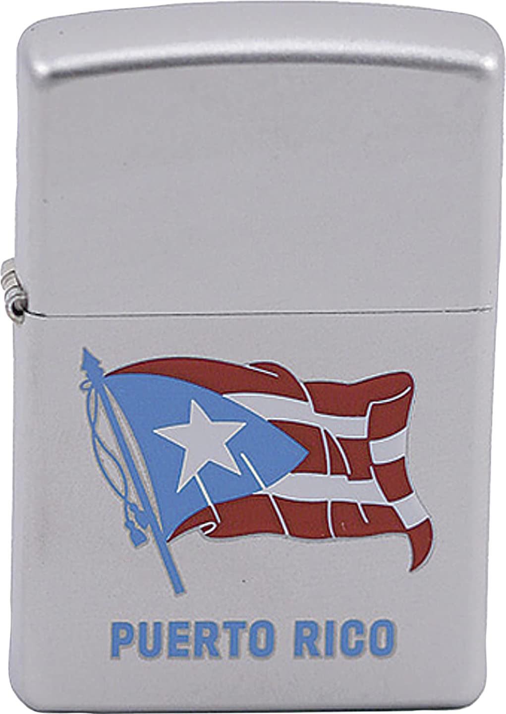Zippo Lighter - Puerto Rico Flag Satin Chrome Windproof Lighter #Z197