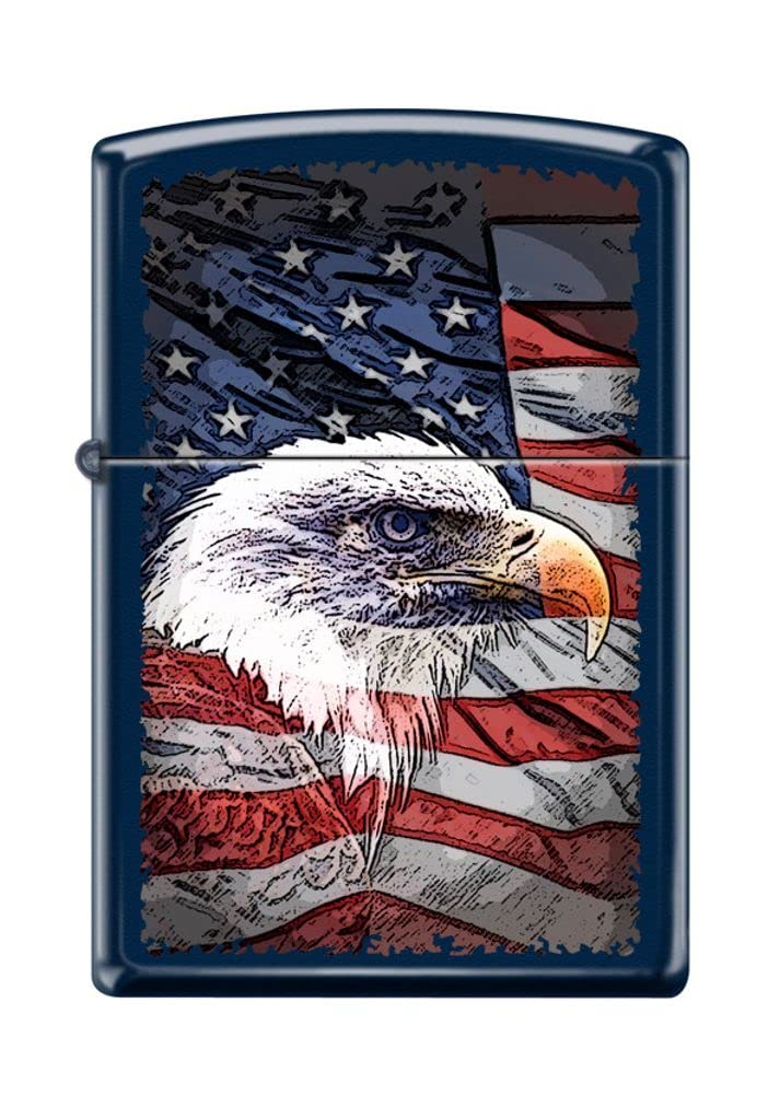 Zippo Lighter - Personalized Message Engraved on Backside Americana US Eagle USA Flag Patriotic Collection1 Windproof Lighter