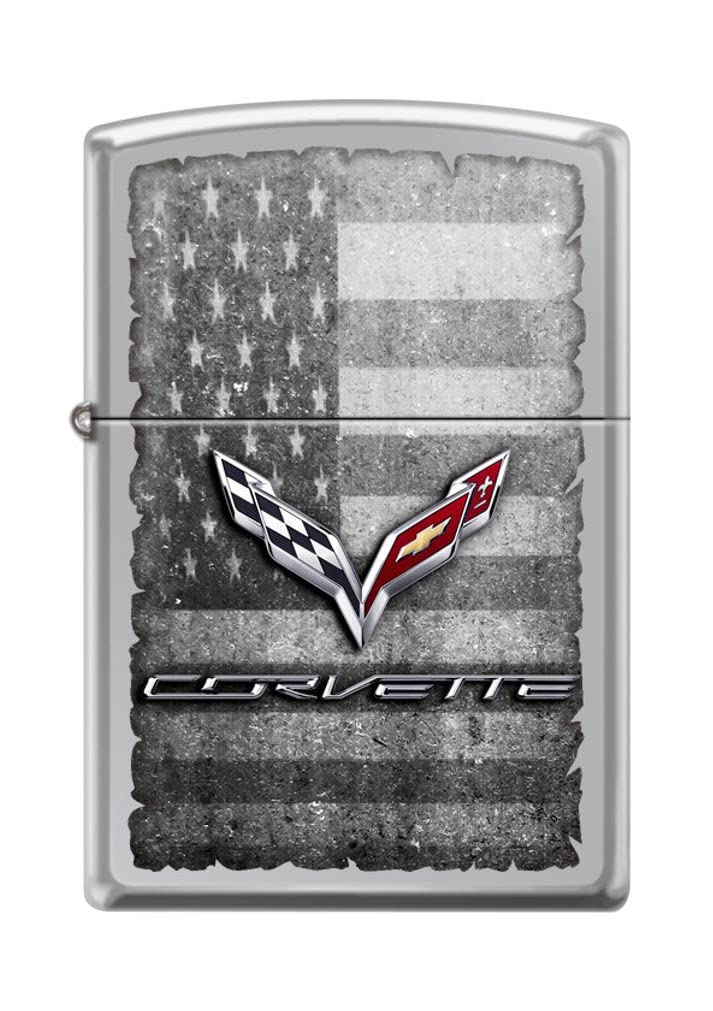 Zippo Lighter- Chevy Chevrolet Corvette Logo Chrome High Polish Chrome Windproof Lighter #Z5222