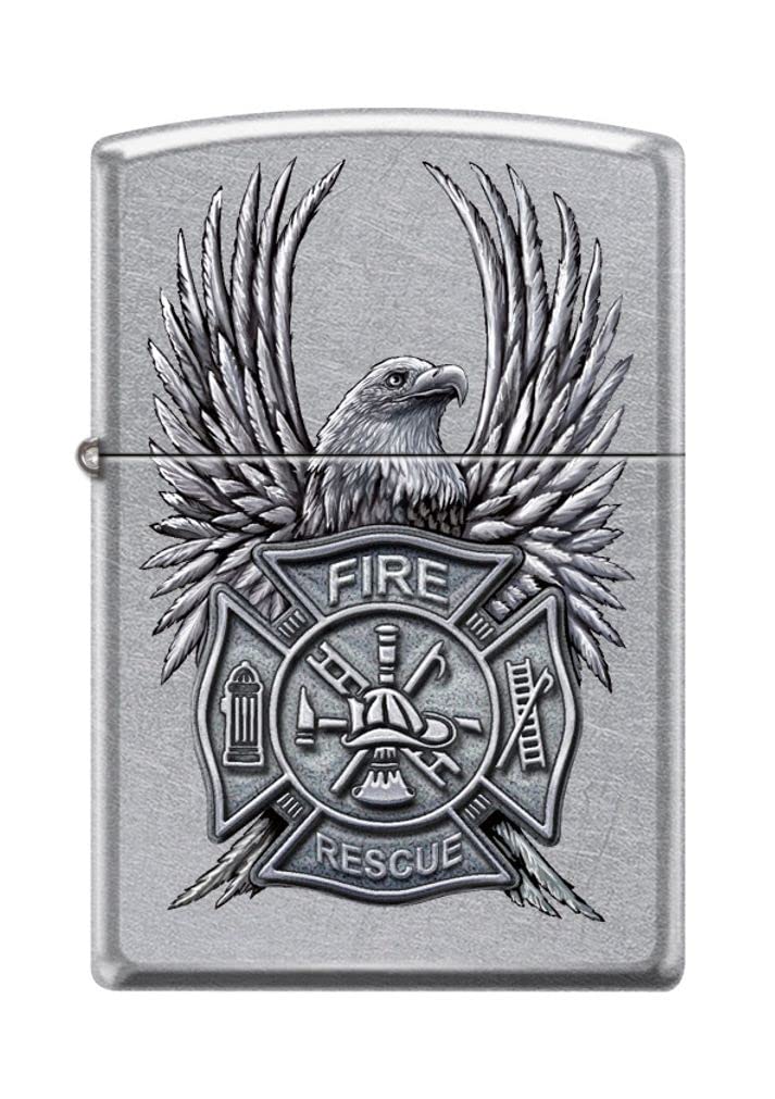 Zippo Lighter - Personalized Custom Message Engraved on Backside Fire Rescue Eagle Street Chrome Z5158