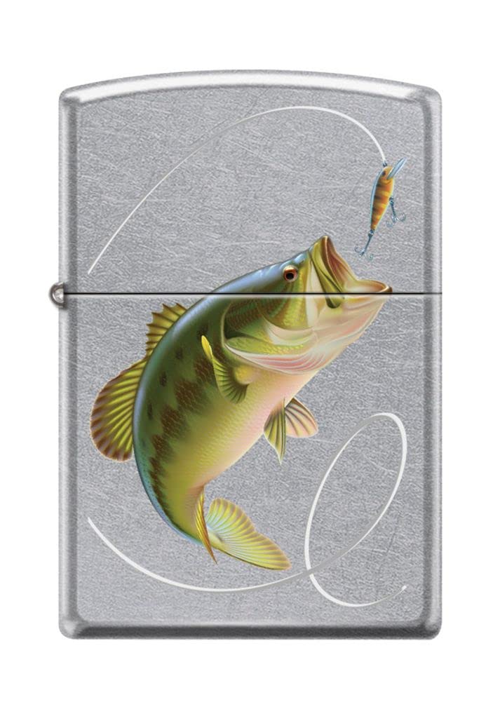 Zippo Lighter- Bass Fishing Line Hook Street Chrome Windproof Lighter #Z5124