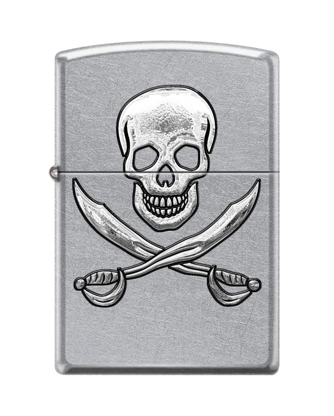 Zippo Lighter - Personalized Customize Message Engrave on Backside for Skull Pirate Windproof Lighter Pirate Flag 3D Street Chrome Z5390