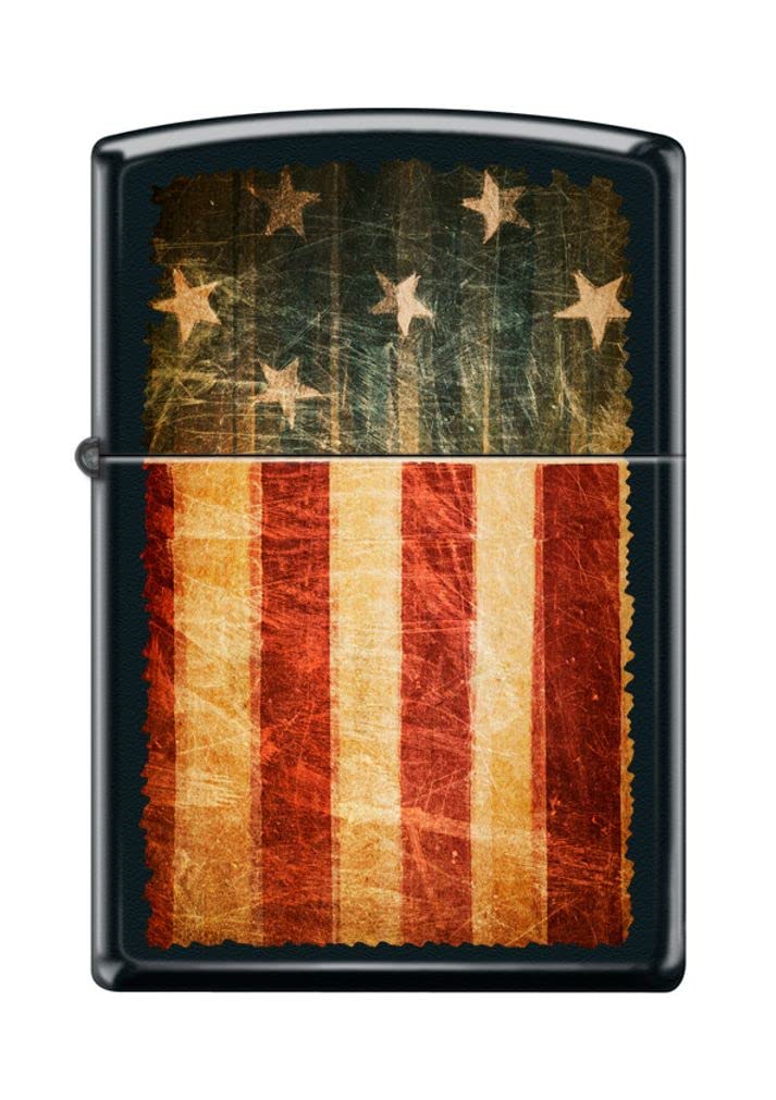 Zippo Lighter- Abstract Flag American Patriotic Black Matte Windproof Lighter #Z5039