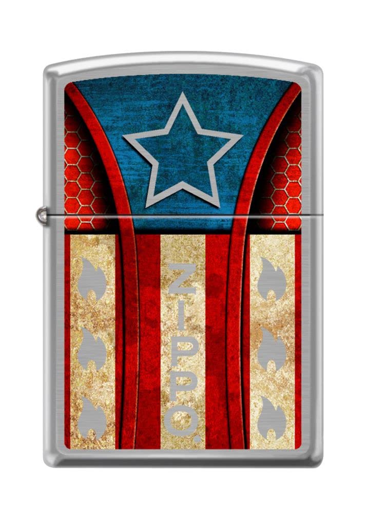 Zippo Lighter- Zippo Vintage America Brushed Chrome Windproof Lighter #Z5143
