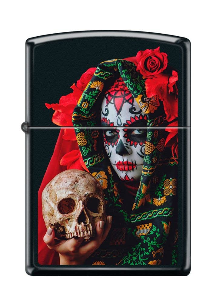 Zippo Lighter- Day of The Dead Sugar Skull Black Matte Windproof Lighter #Z5250