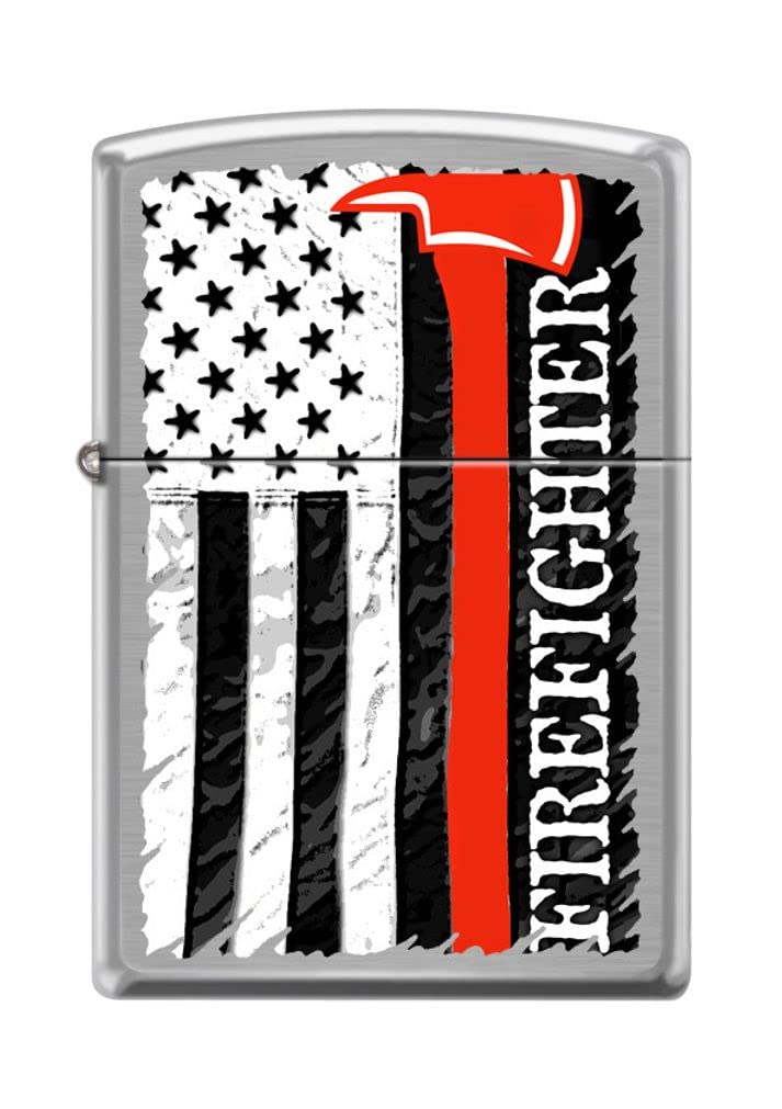 Zippo Lighter- Firefighter US Flag Brushed Chrome Windproof Lighter #Z5242