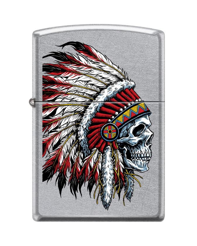 Zippo Lighter - Personalized Customize Message Engrave on Backside for Skull Pirate Windproof Lighter Chief Skull Design Street Chrome Z5400