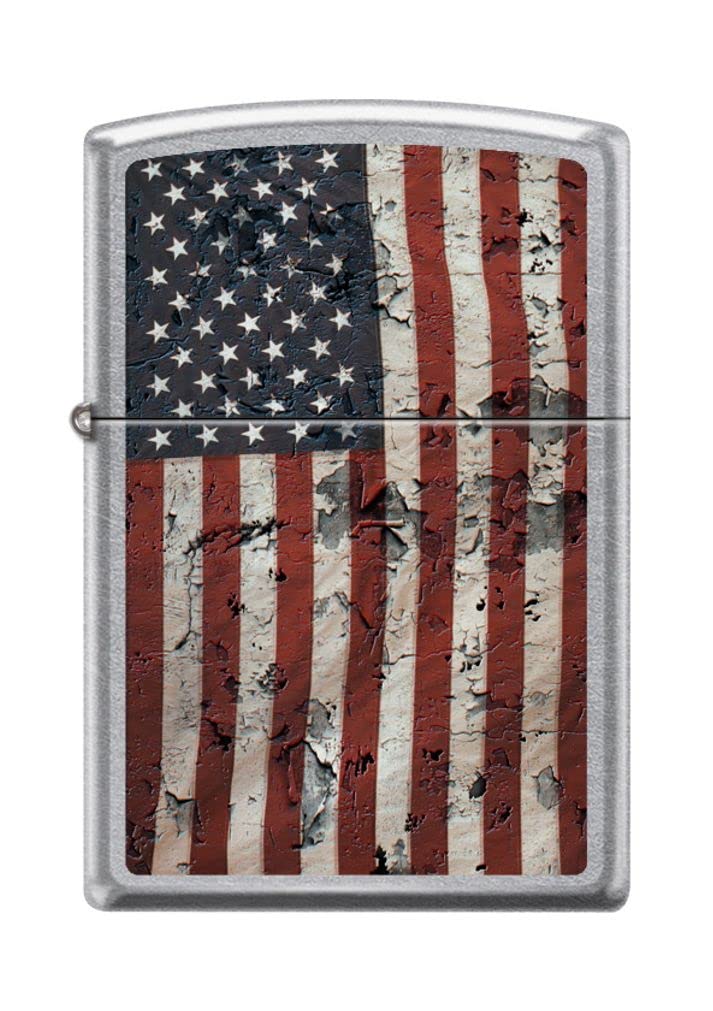 Zippo Lighter- American USA Flag Vintage Street Chrome Windproof Lighter #Z5026
