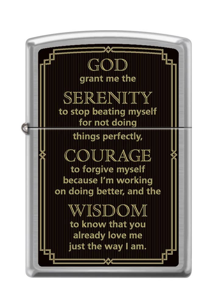 Zippo Lighter- Serenity Prayer Brushed Chrome Windproof Lighter #Z5152