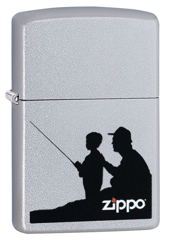 Zippo Lighter- Dad Fishing Father and Son Satin Chrome Windproof Lighter #Z5087