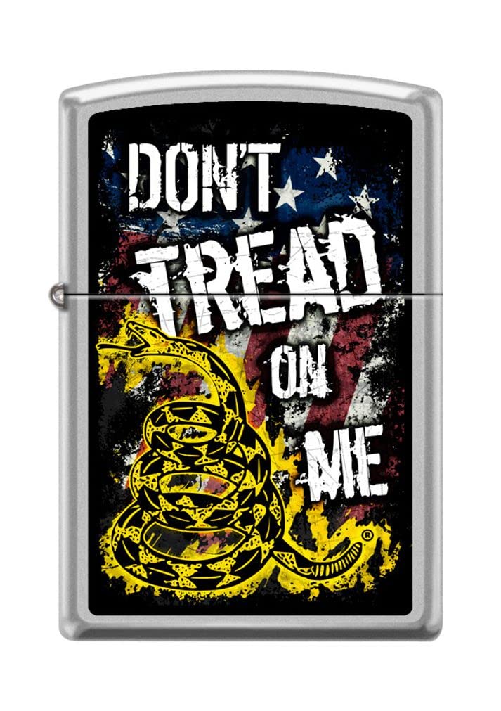 Zippo Lighter- Don't Tread On Me US Flag Satin Chrome Windproof Lighter #Z5235