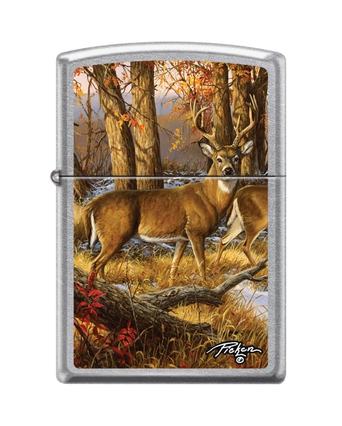 Zippo Lighter -for Linda Picken Deer Forest Woods Buck Painting Street Chrome Windproof Lighter #Z5362