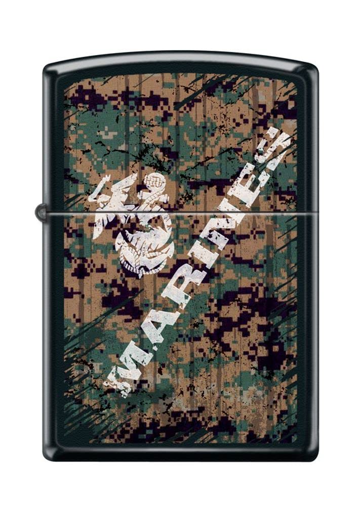 Zippo Lighter- Marine Corps USMC Camouflage Black Matte Windproof Lighter #Z5132