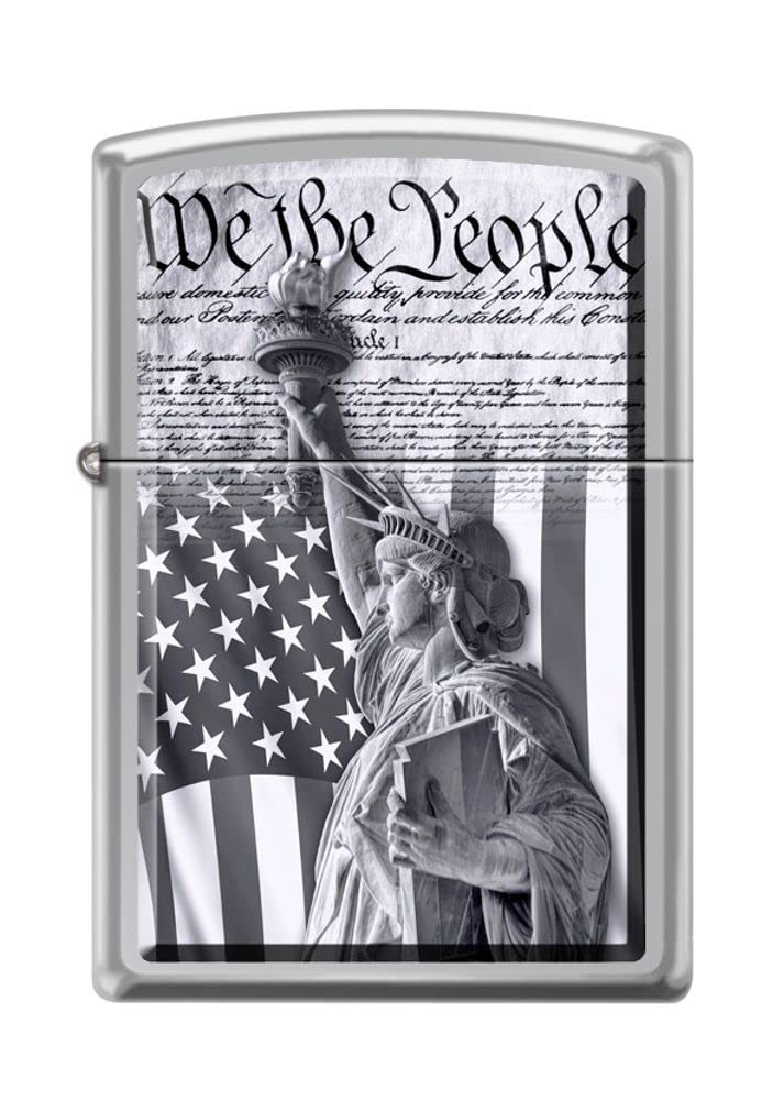 Zippo Lighter- We The People Statue of Liberty Constitution High Polish Chrome Windproof Lighter #Z5207