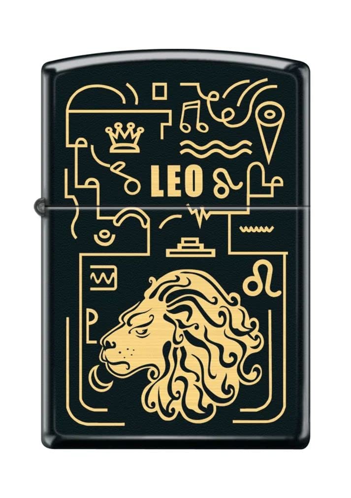 Zippo Lighter- Leo Zodiac Horoscope Sign Black Matte Windproof Lighter #Z5303