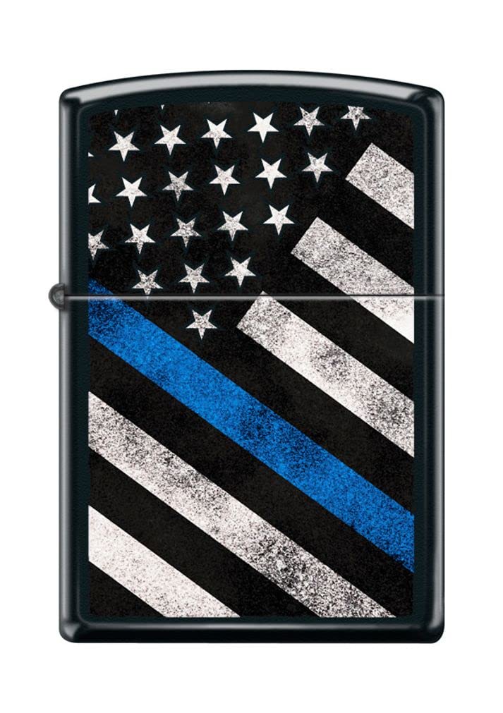 Zippo Lighter - Personalized Message Engraved on Backside for Tradesman or Craftsman Maintenance Worker Specialist Blue Line Police Z5155