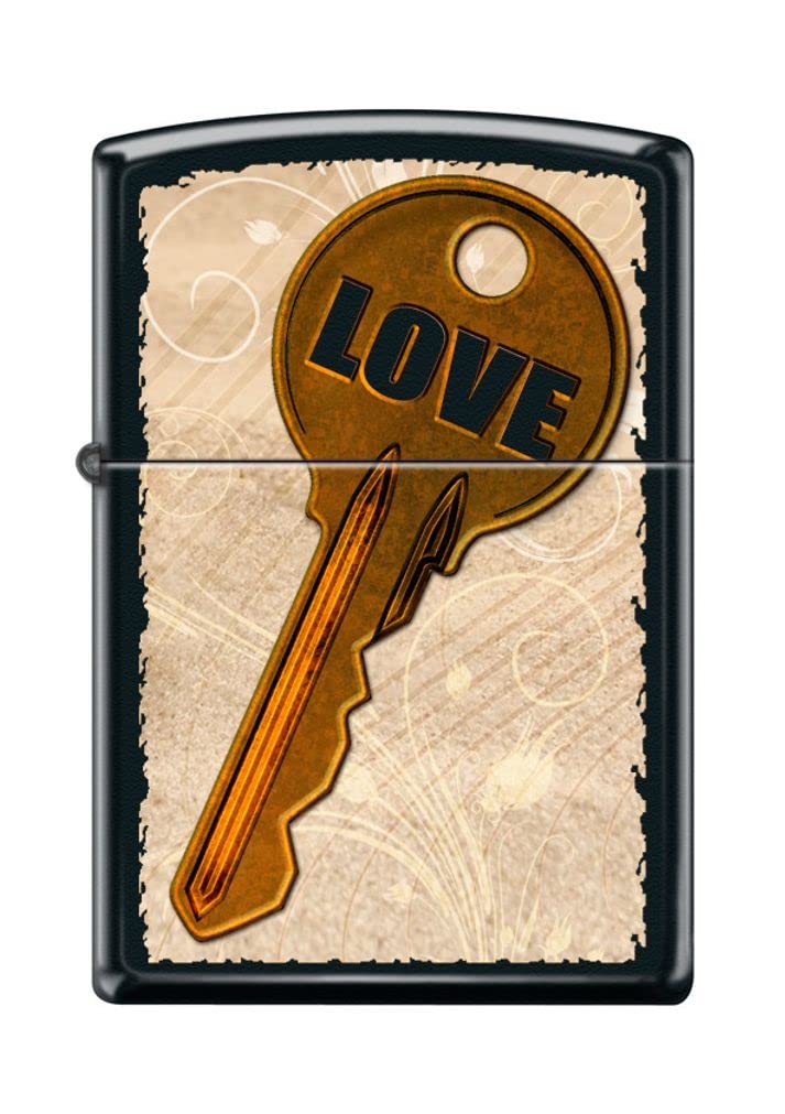 Zippo Lighter- Love Key Black Matte Windproof Lighter #Z5141