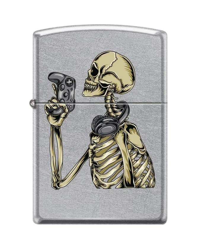 Zippo Lighter-Skeleton Gamer Design Street Chrome Windproof Lighter Skeleton Gamer Z5378