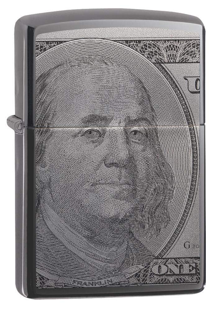 Zippo Lighter - Personalized Customize Message Engrave on Backside for Ben Franklin Dollar Bill #49025