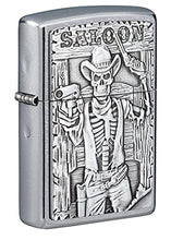 Load image into Gallery viewer, Zippo Lighter- Personalized Message Engrave for Saloon Skull Emblem Design 49298
