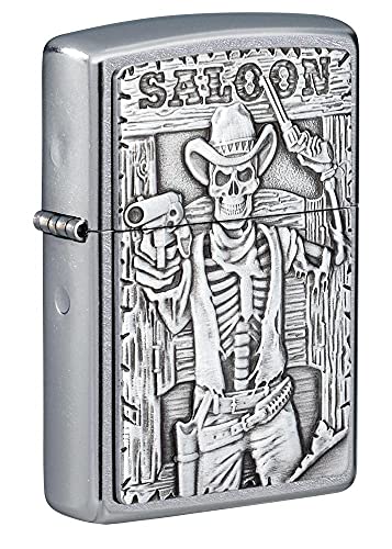 Zippo Lighter- Personalized Message Engrave for Saloon Skull Emblem Design 49298