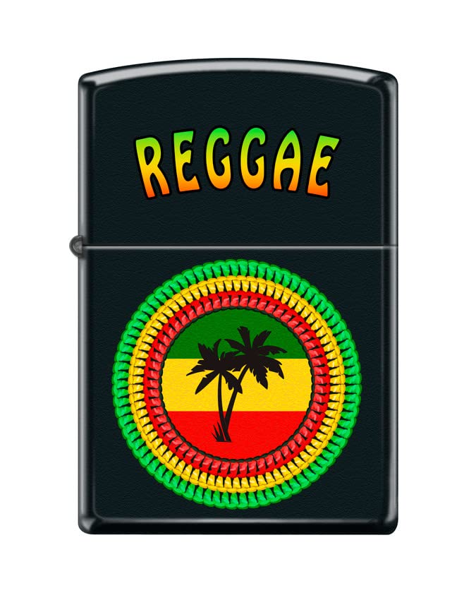 Zippo Lighter-Reggae Palms Black Matte Windproof Lighter #Z5470