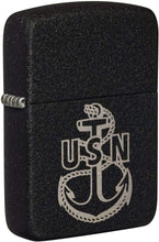 Load image into Gallery viewer, Zippo U.S. Navy Anchor Replica Black Crackle Pocket Lighter
