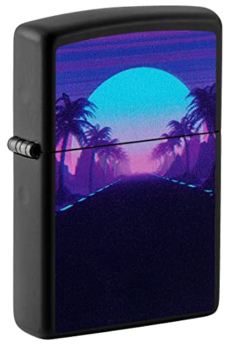 Zippo Lighter- Personalized Message Engrave for Black Light Design Sunset 49809
