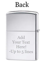 Load image into Gallery viewer, Zippo Lighter - Personalized Custom Message Engraved on Backside for Ford Logo Script Pattern High Polish Chrome #Z5010
