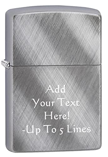 Zippo Lighter- Personalized Message Engrave Brushed Chrome Diagonal Weave #28182