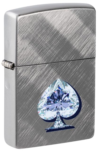 Zippo Lighter - Custom Engraved with Your Message - Gleaming Spade Design - Diagonal Weave 46472