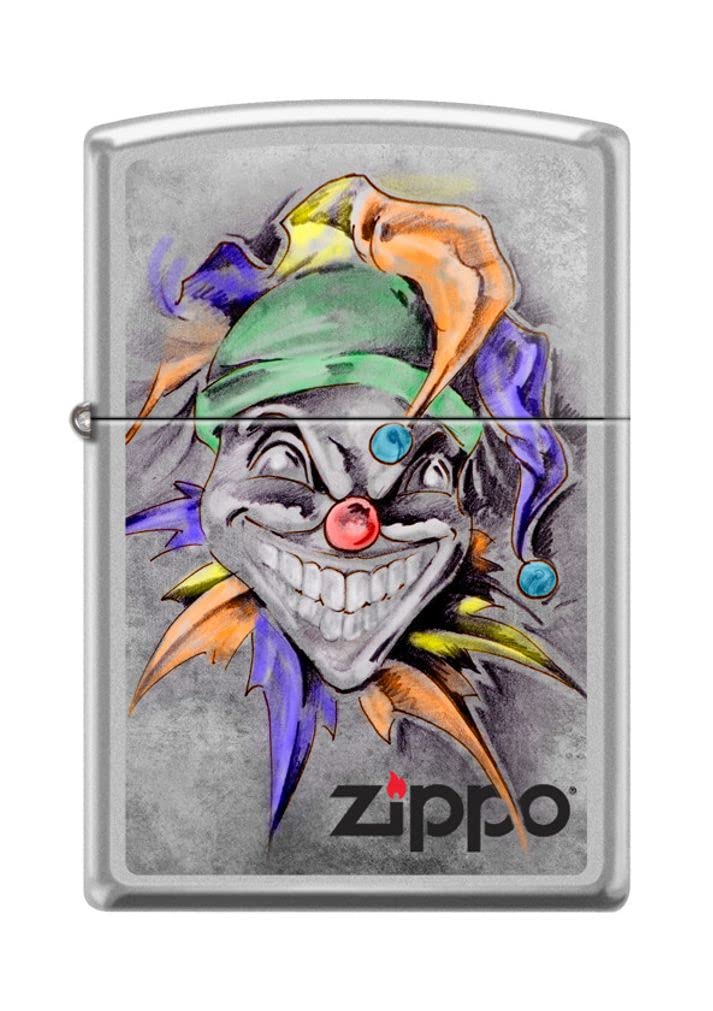 Zippo Lighter- Personalized Message Engrave for Joker Clown Satin Chrome #Z5116