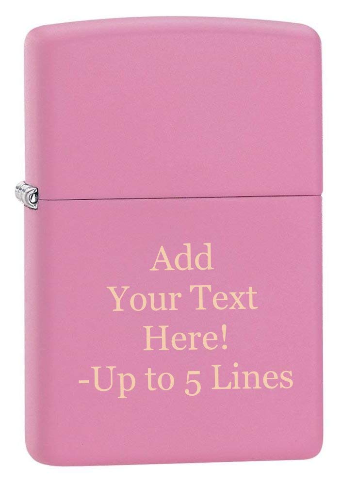 Zippo Lighter – Personalized Custom Message Engraved Windproof Classic Pocket Lighter Pink Matte