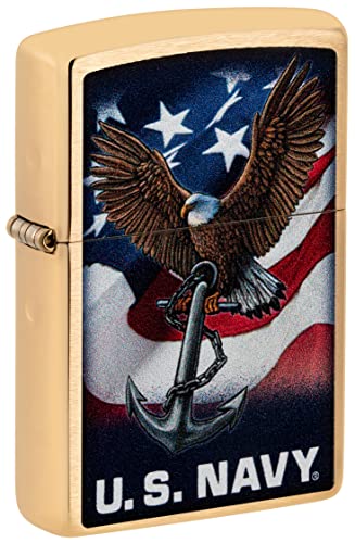 Zippo Lighter- Personalized Engrave U.S. Army U.S. Navy Eagle Anchor 48549