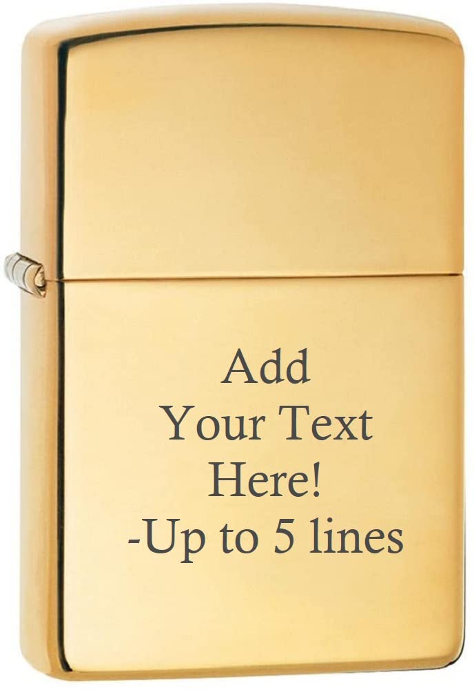 Zippo Lighter - Personalized Custom Message Engrave on Brass Windproof Lighter High Polish 254B